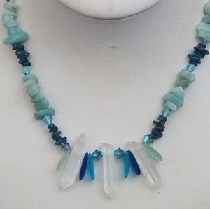 Crystal, Aquamarine, Apatite& Swarovski Necklace